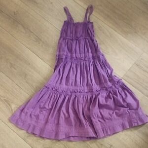 Spaghetti Ruffle-Trim Tiered Midi Dress for Girls Vintage Comfy Cotton Boho